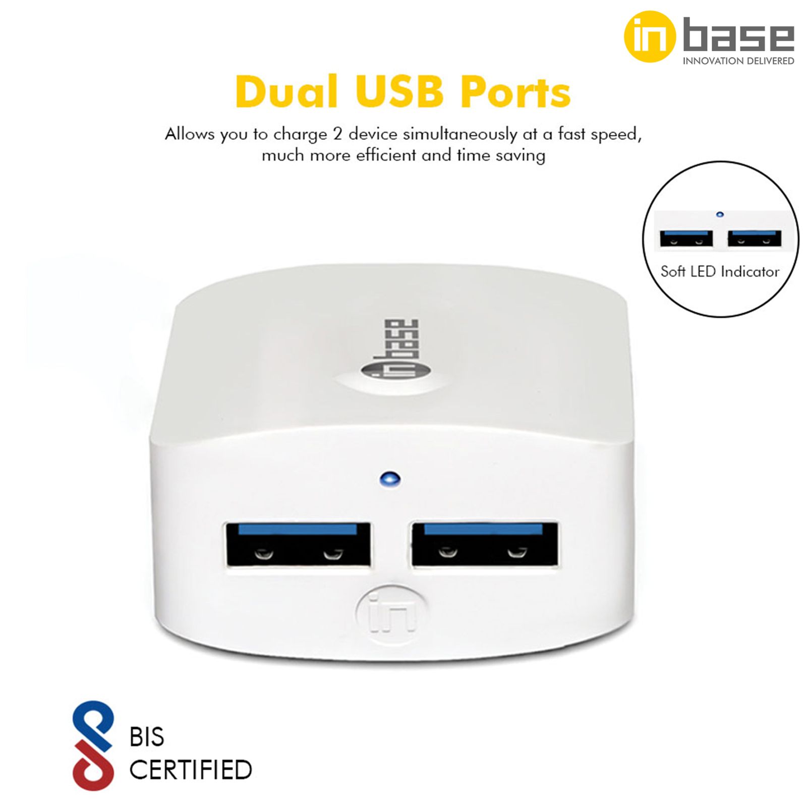 Buy Inbase Type A 2-Port Fast Charger (Type A to Type C